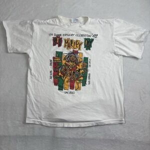 VTG 90's Bob Marley Day Birthday Celebration California SS Shirt Men's XL Stains